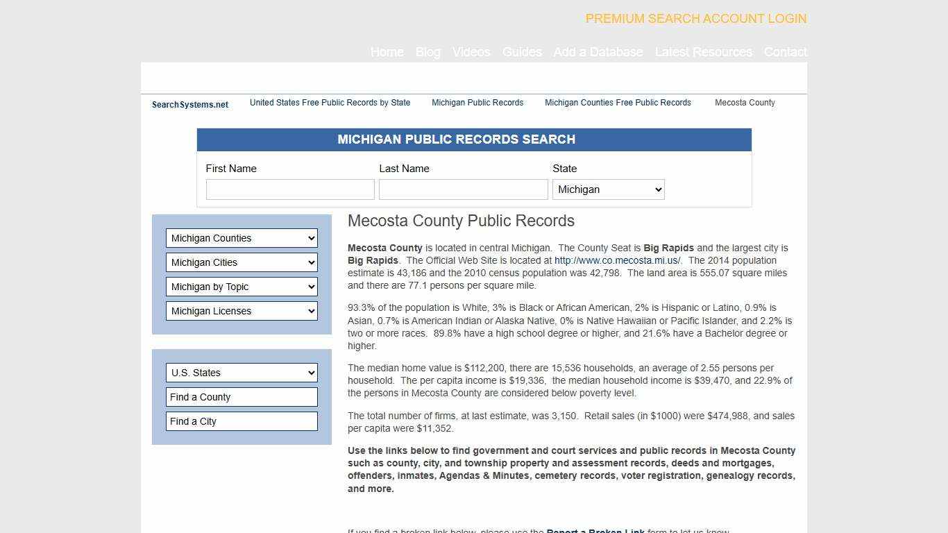 Mecosta County Criminal and Public Records